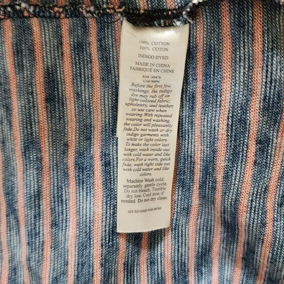 Faherty Mens Short Sleeve T-Shirt Polo Striped Blue Pink Cotton MKC0037-BAP XS/S - Picture 7 of 8